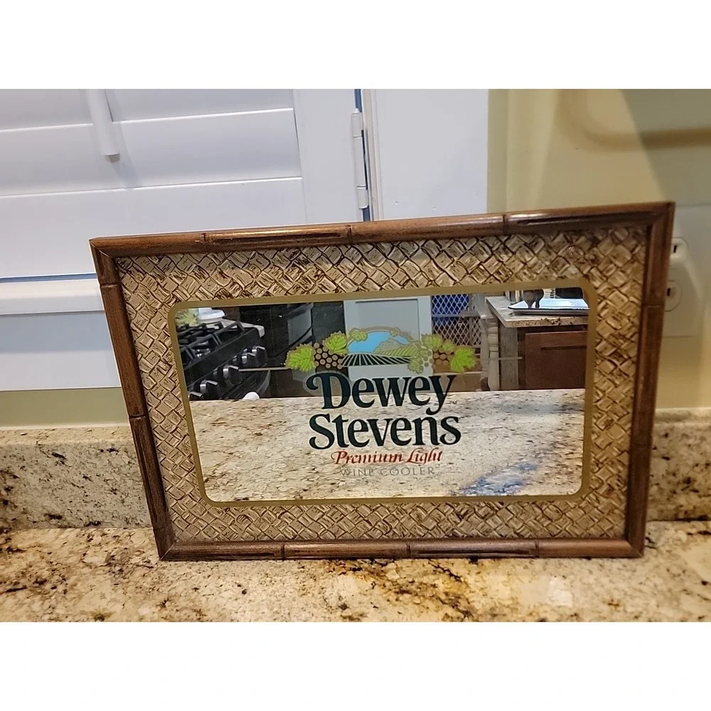 1987 Dewey Stevens Premium Light Wine Cooler Bar Man Cave Advertising‎ Mirror